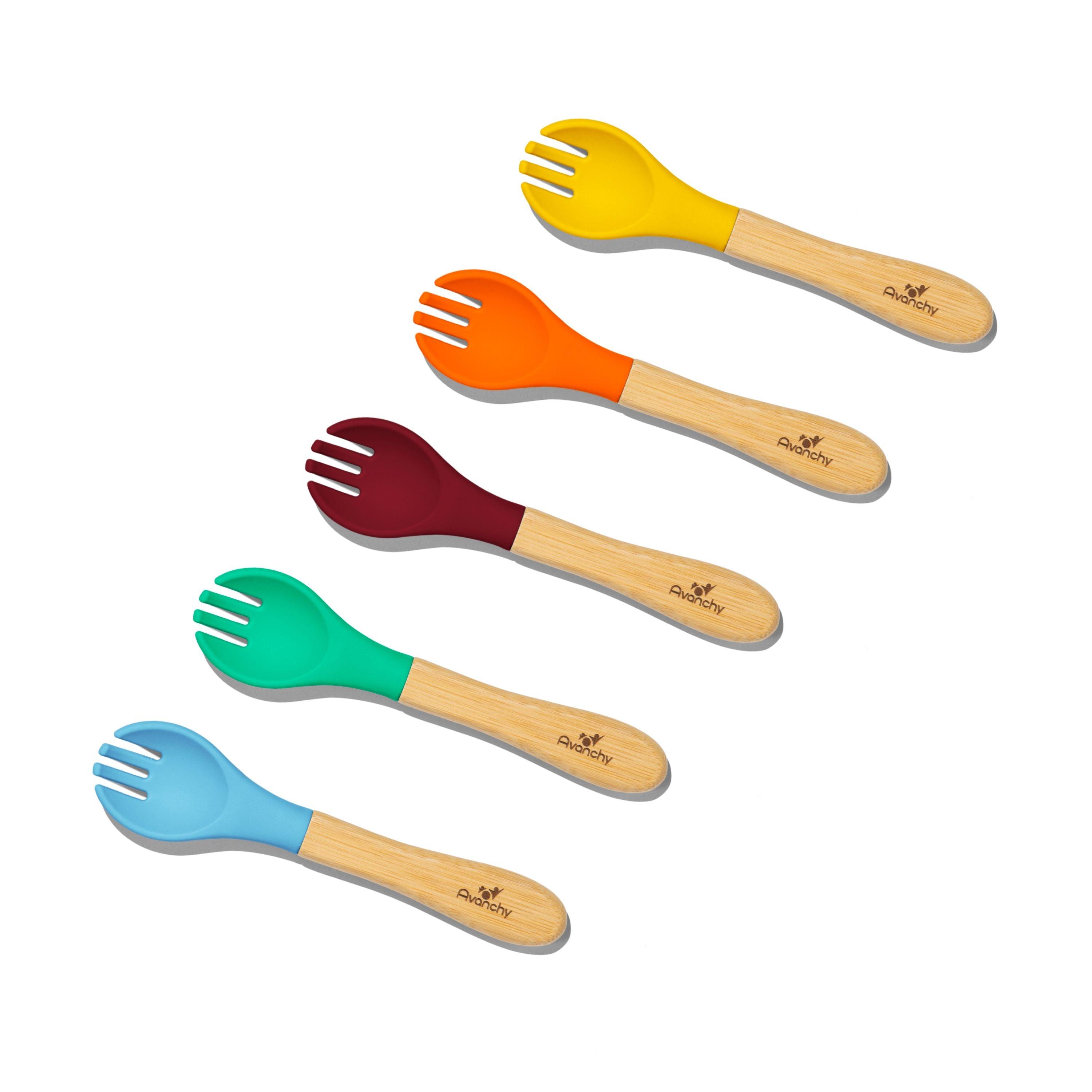 Avanchy Bamboo BLW Plates with Spoon Toddler Suction Weaning Essentials for First Foods