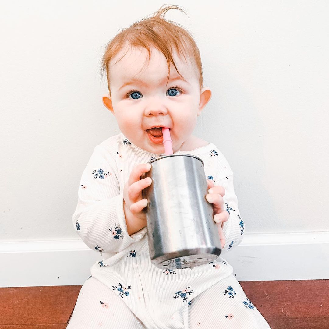 Avanchy Baby Cup with 5 Straws Gray