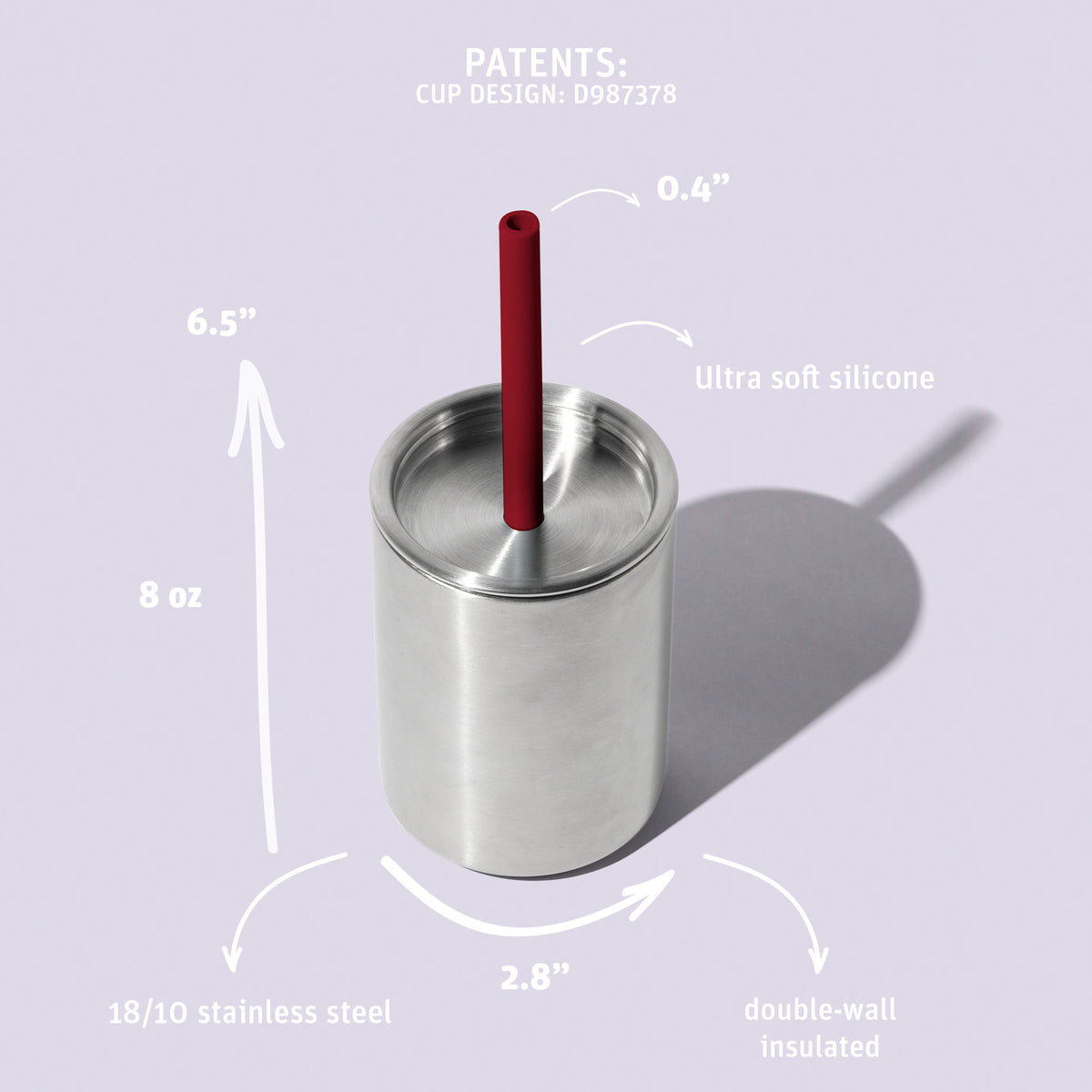 8 oz Medium Sippy Cup + Straw | Stainless Steel