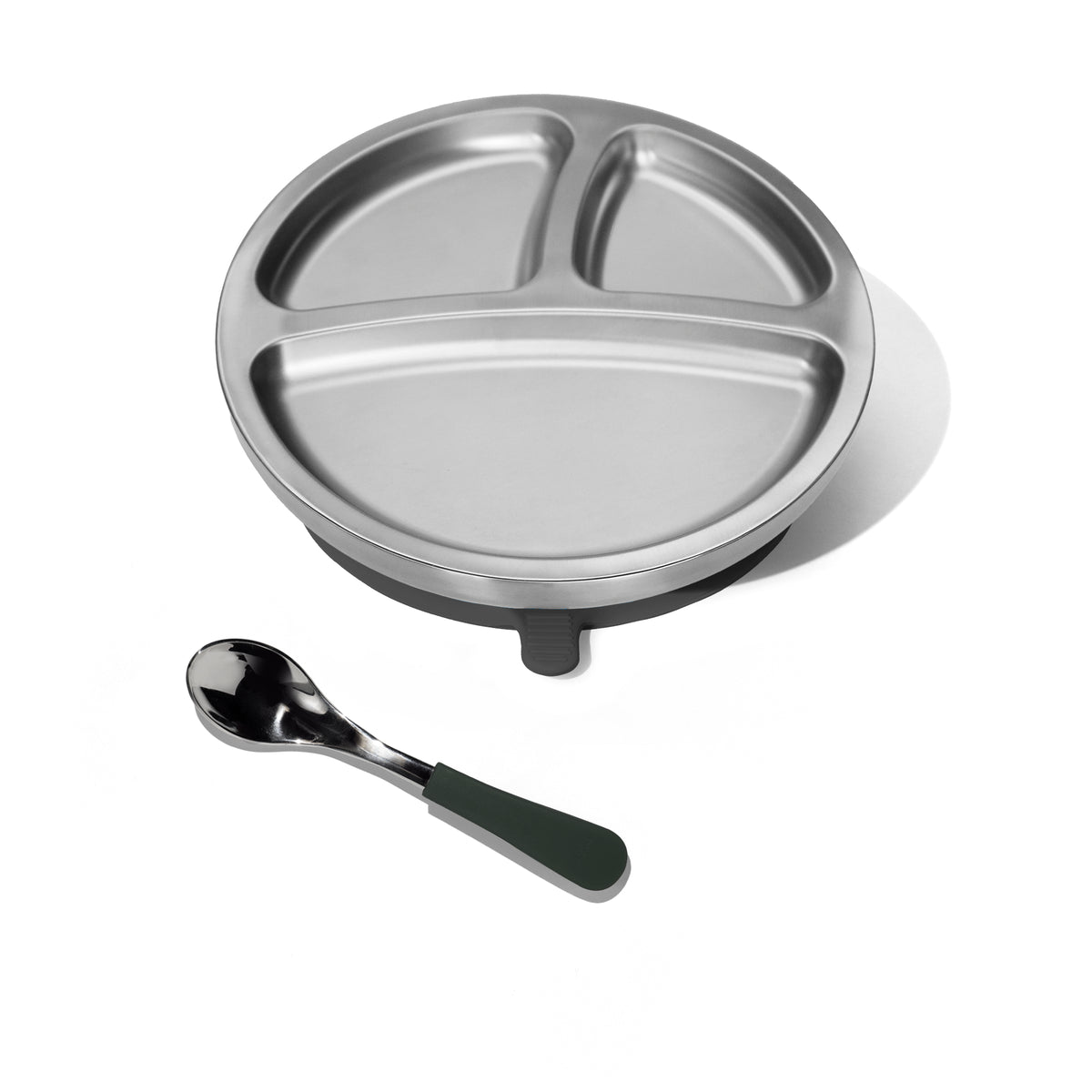 Baby Round Divided Plate | Stainless Steel & Silicone