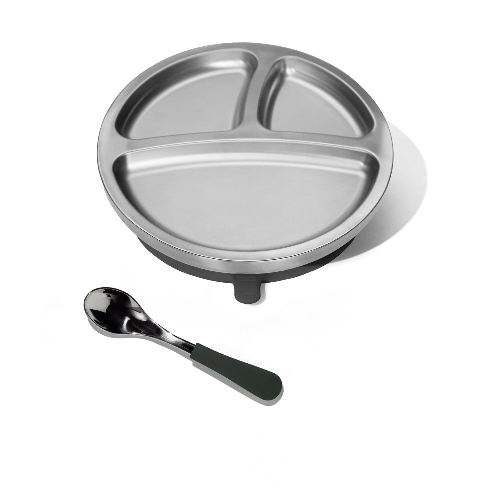 Baby Round Divided Plate | Stainless Steel & Silicone