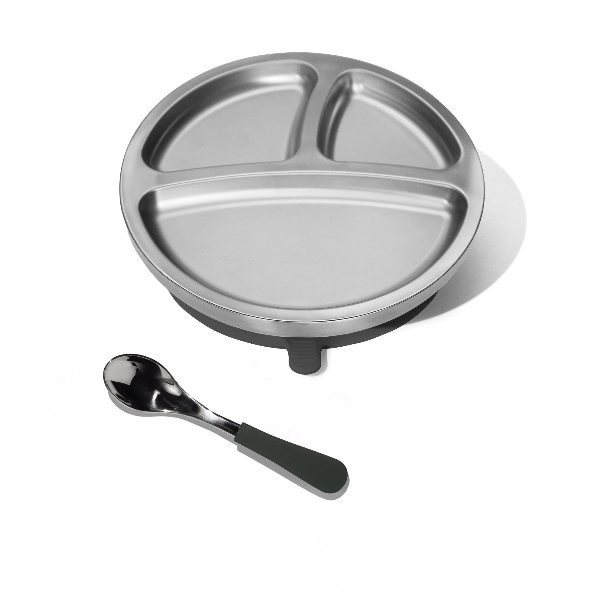 Avanchy Stainless Steel Baby Plate + Stainless Steel Baby Spoon Blue