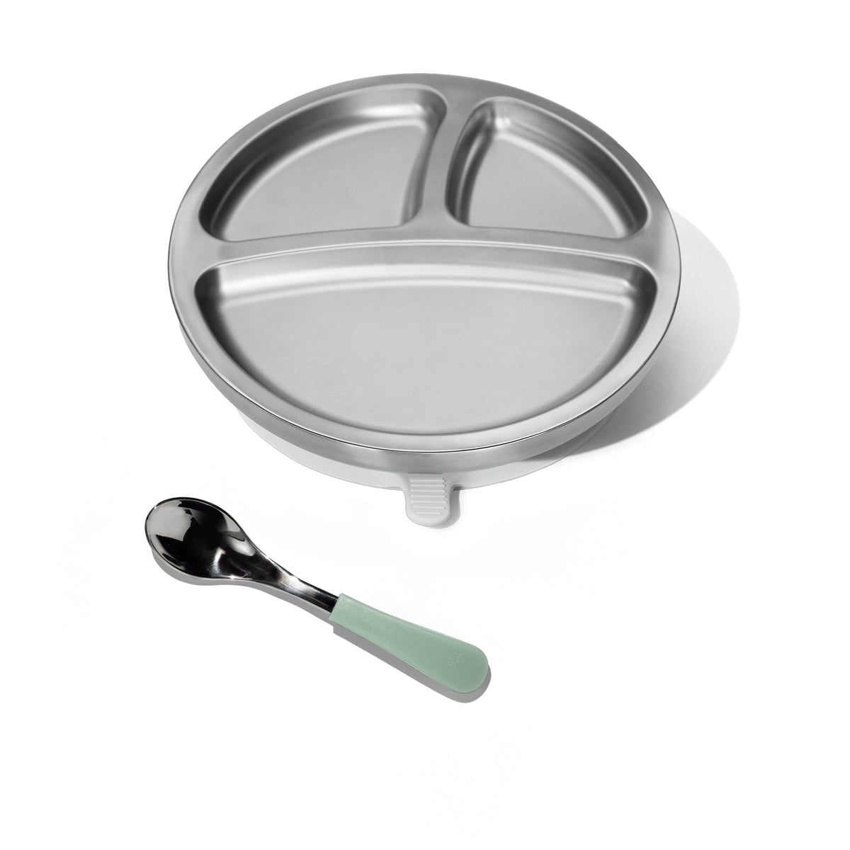 Baby Round Divided Plate | Stainless Steel & Silicone