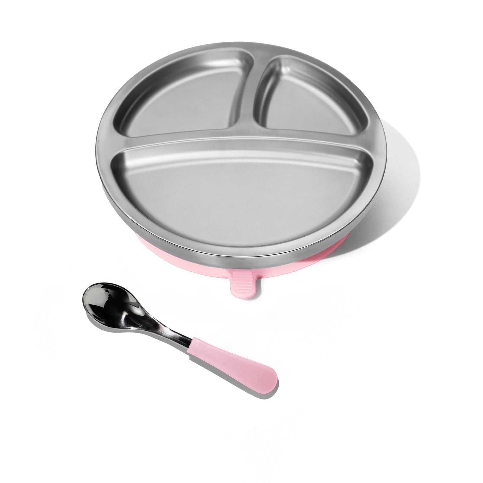 Baby Round Divided Plate | Stainless Steel & Silicone