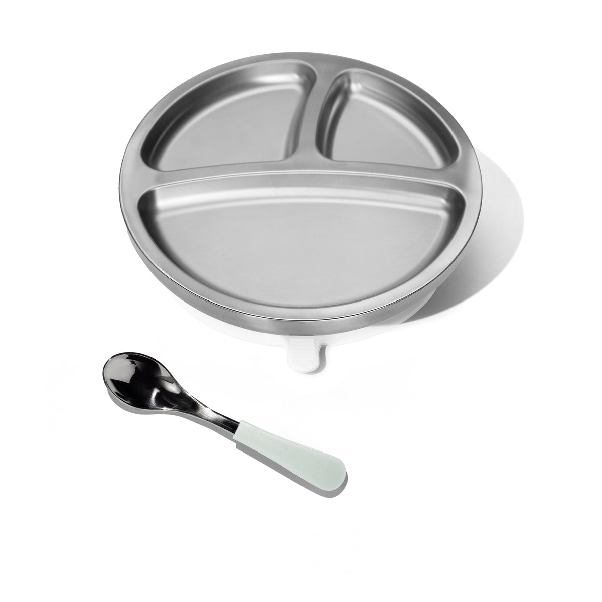 Baby Round Divided Plate | Stainless Steel & Silicone