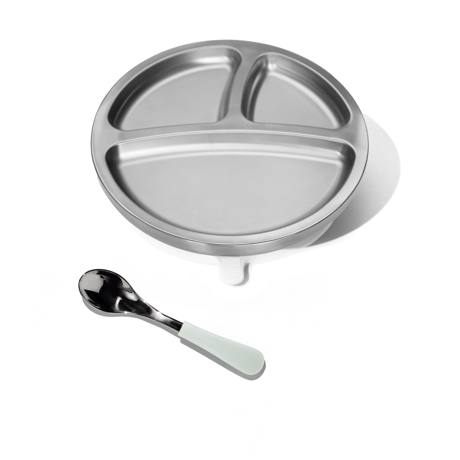 Baby Round Divided Plate | Stainless Steel & Silicone