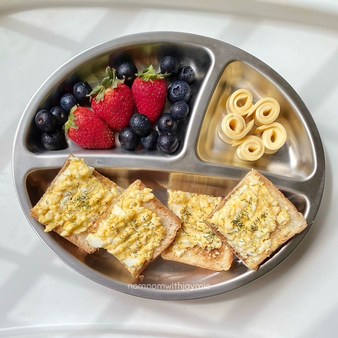 Baby Round Divided Plate | Stainless Steel & Silicone