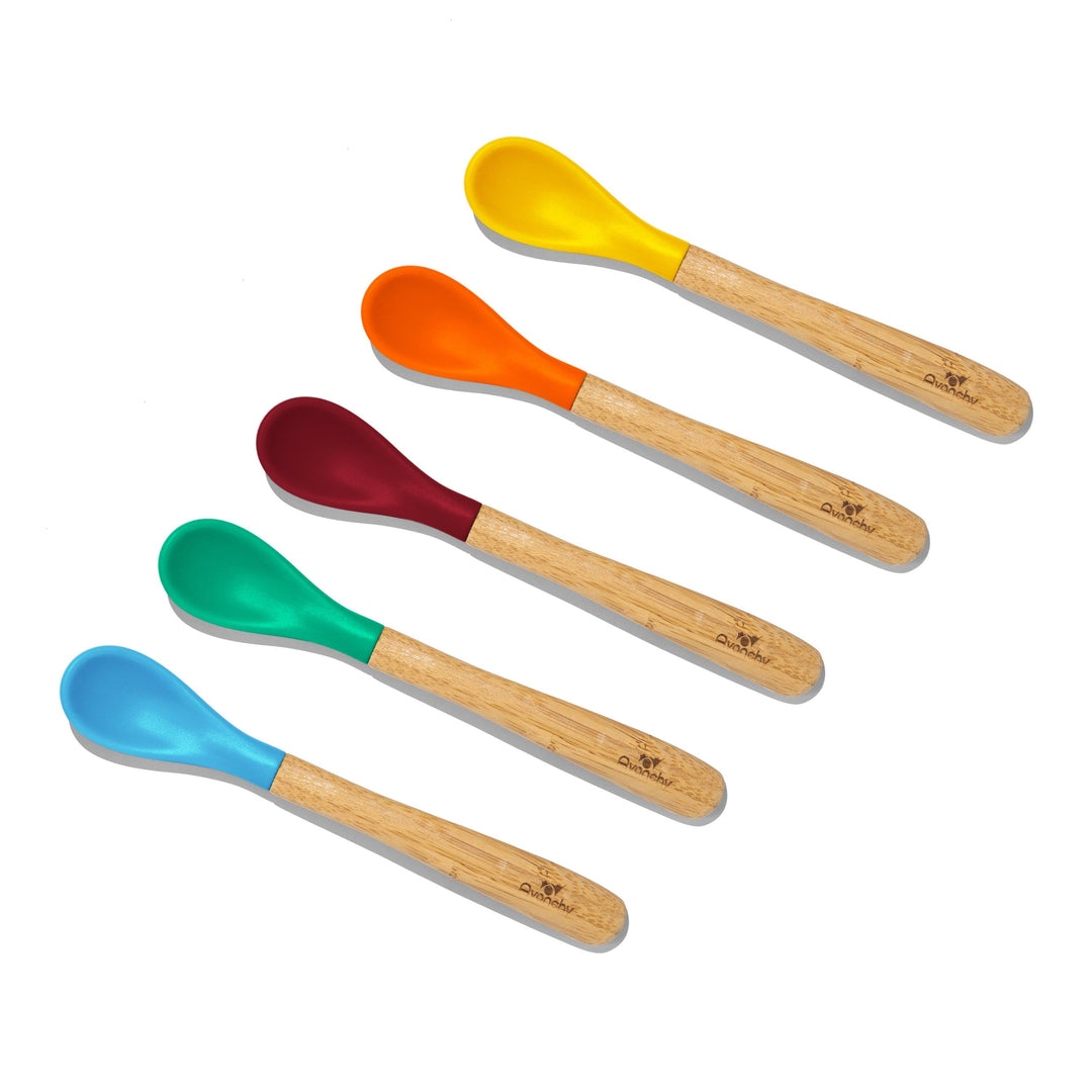 Avanchy Bamboo Infant Spoons BLW Baby Self Feeding Spoon Thin
