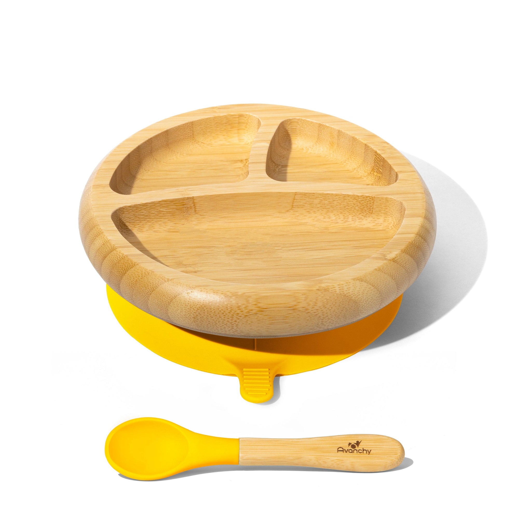 Bamboo Suction Baby Plate + Spoon - Avanchy Sustainable Baby Dishware