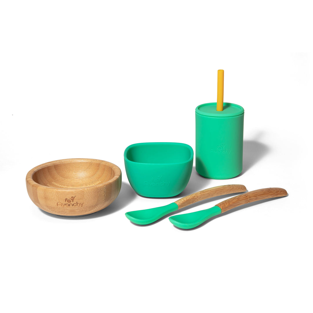 La Petite Family Set 5oz Silicone Cup, 2 Bowls Spoons