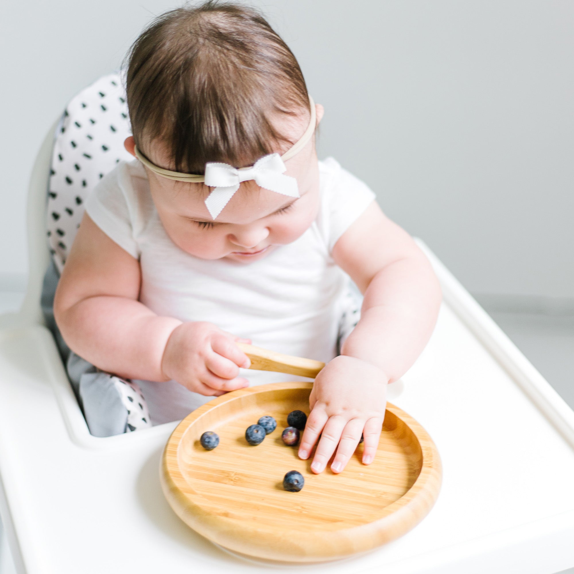 Baby Open Plate + Spoon | Bamboo & Silicone