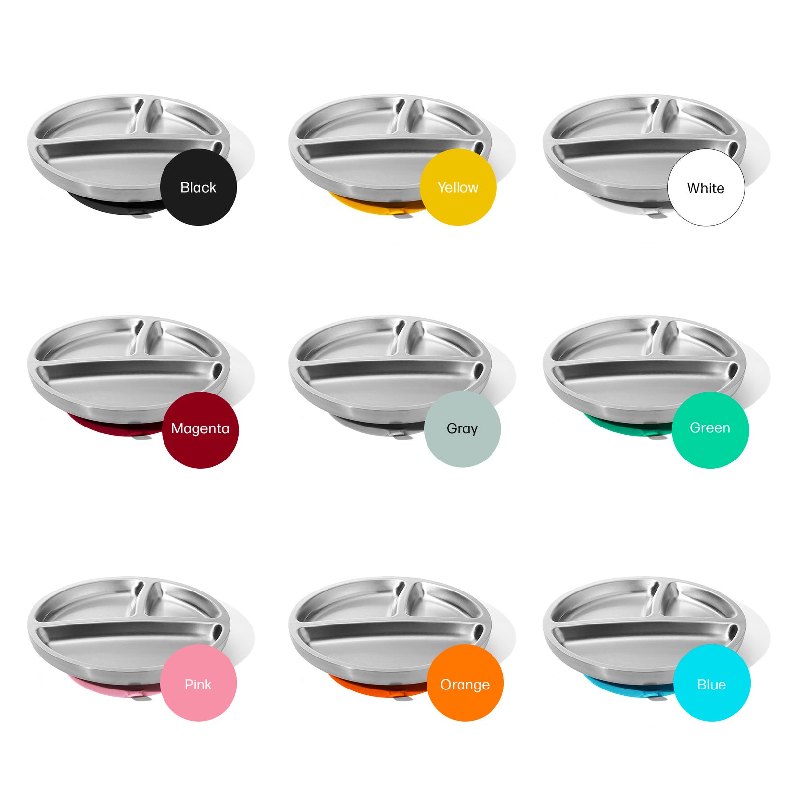 Baby Oval Divided Plate | Stainless Steel & Silicone