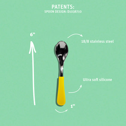 Stainless Steel Single Baby Spoon - BLW Infant Self Feeding Spoons | Wide - Short - Avanchy Sustainable Baby Dishware