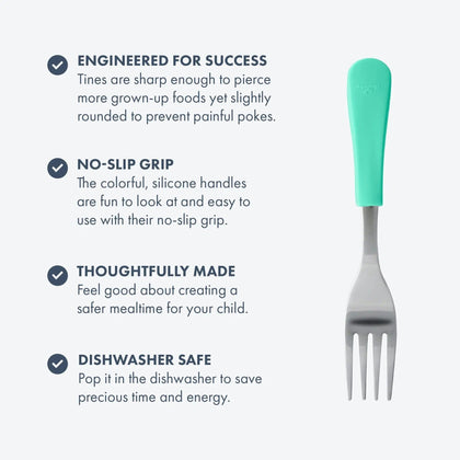 Stainless Steel Training Forks - Baby Led Weaning Fork - BLW 6 months - Avanchy Sustainable Baby Dishware