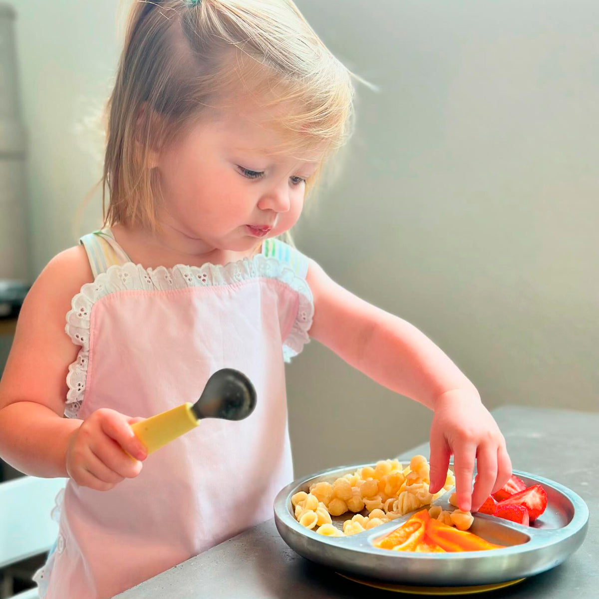 Baby Round Divided Plate | Stainless Steel & Silicone