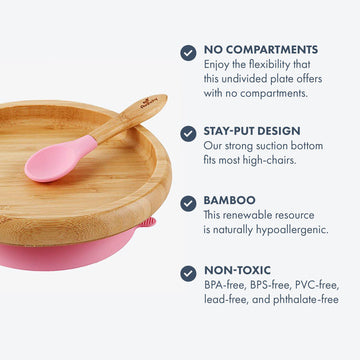 Avanchy  Bamboo Suction Baby Plate Classic. Eco-Friendly Open Design -  Avanchy Sustainable Baby Dishware