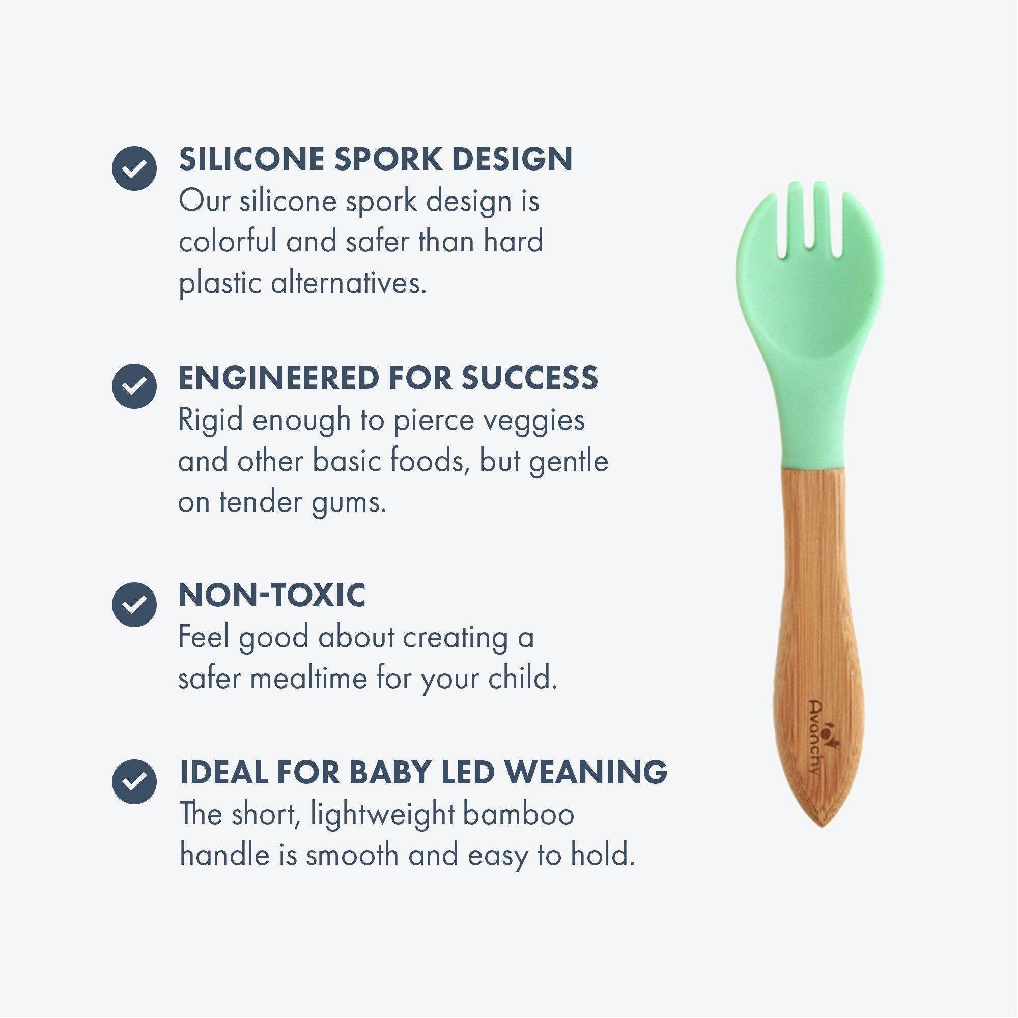 Bamboo Training Single Fork - Baby Led Weaning Forks - BLW 6 months - Avanchy Sustainable Baby Dishware