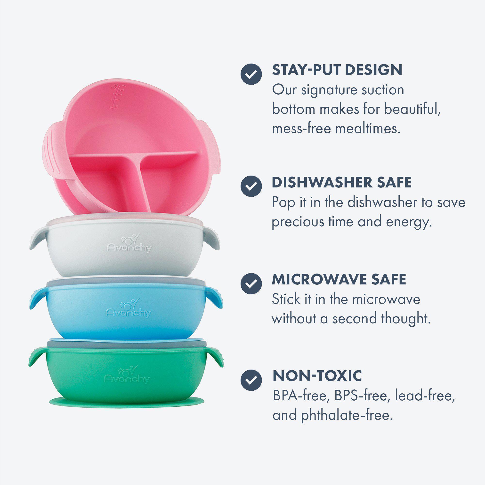 Silicone Suction Divided Bowl - Avanchy Sustainable Baby Dishware