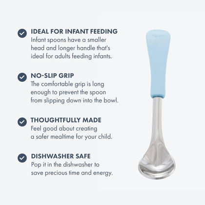 Stainless Steel Infant Single Spoon - BLW Baby Self Feeding Spoons | Thin - Long - Avanchy Sustainable Baby Dishware